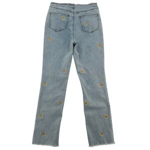 Copper Key Women's Size 29 Daisy Embroidered Light Wash Denim Jeans Frayed Hem